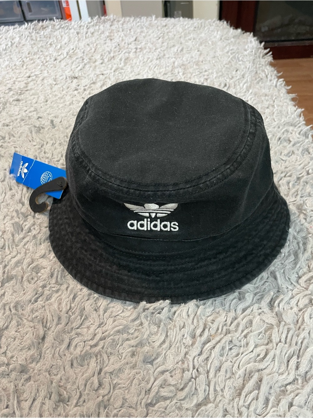 adidas Black men’s/woman’s bucket Hat with White Trefoil